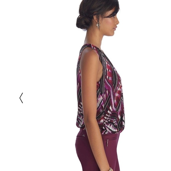 White House Black Market Crossover Geo Print Sleeveless Blouse Top, Size Small - Picture 5 of 14